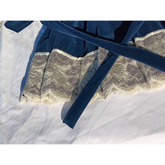 Sz 2T JoLene Girls Vintage 80s Velvet Dress Victorian Style Navy Blue Holiday - Picture 13 of 16